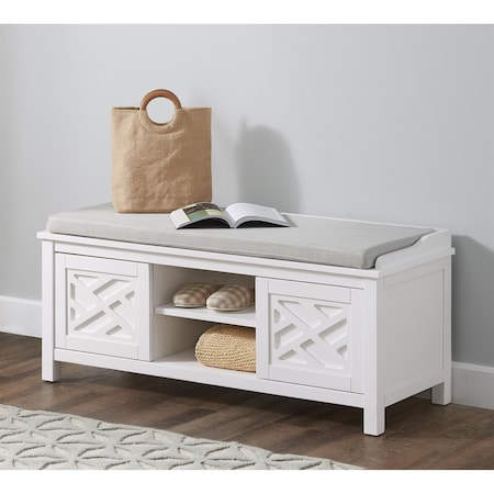 Alaterre Furniture Coventry 45"W Wood Storage Bench with Cushion ANCT05WH